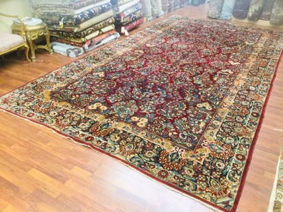 Antique Mint Condition Large sarouk RugBeautiful antique Persian Sarouk rug from central Persia,: Title: Antique Mint Condition Large sarouk RugBeautiful antique Persian Sarouk rug from central Persia, size 9 ft by 22 ft, circa 1920, excellent condition with high quality wool throughout, complete