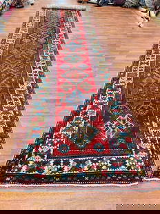 Antique Persian Northwest Runner-2609: Title: Antique Persian Northwest Runner-2609 Description:Powerful antique Persian Northwest Runner from northwest Persia, size 3 ft. 7 inches by 17 ft. 5 inches, circa 1910, excellent condition with a