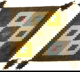Multicolored Modern Tribal 1'5X1'5 Indo-Gabbeh Oriental Square Rug: Title: Multicolored Modern Tribal 1'5X1'5 Indo-Gabbeh Oriental Square Rug Description:Handmade 1'5X1'5 multicolor oriental rug made with vegetable dyes (fine wool pile and cotton foundation), superior