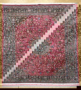 Persian Kashmar Hand Knotted Oriental Rug 9'10" x 12'9": Title:Persian Kashmar Hand Knotted Oriental Rug 9'10" x 12'9" Description:&#8226; Rug Number: H244 &#8226; Country of Origin: Iran &#8226; Style, Design: Persian Kashmar, Floral, Medallion &#8226; Siz