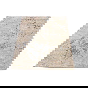 Ivory Large Elements with Pastels Modern Silk with Textured Wool Rug: Title: Ivory Large Elements with Pastels Modern Silk with Textured Wool Rug Description: This is a truly genuine one-of-a-kind. It has been Knotted for months and months in the centuries-old weaving c