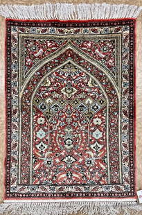 Persian Qum Silk Oriental Rug 2'2" x 2'10": Title:Persian Qum Silk Oriental Rug 2'2" x 2'10" Description:&#8226; Rug Number: 78 &#8226; Country of Origin: Iran &#8226; Style, Design: Persian Qum, Dom &#8226; Size (Ft): 2'2" x 2'10" &#8226; Colo