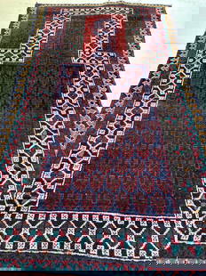 Hand Knotted Balouch Rug 2.7x4.9 ft: Title: Hand Knotted Balouch Rug 2.7x4.9 ft Description:Hand Knotted Balouch Rug 2.7x4.9 ft Size: 2.7x4.9ft Circa:1980 Origin:Iran Material:100 % Wool Reserve: $100.00 Shipping: Domestic: Flat-rate of