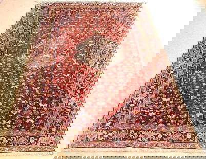 Persian BIJAR RUG 4' 4" x 6' 9": Title: Persian BIJAR RUG 4' 4" x 6' 9" Description:OLD,ANTIQUE HIGHLY DETAILED FINE KORK WOOL CLASSIC VILLAGE WOVEN Persian BIJAR ORIENTAL RUG...Highly detailed allover design pattern surrounded by a