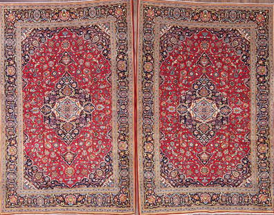 Set of 2 Floral Red Kashan Persian Area Rug 5x7: Title: Set of 2 Floral Red Kashan Persian Area Rug 5x7 Description:A Beautiful Genuine Iran ( Persia ) Kashan rug is Hand Knotted by skillful weavers in Iran ( Persia ) with