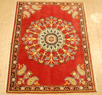 Persian KASHAN RUG 2'5" x 3'3": Title: Persian KASHAN RUG 2'5" x 3'3" Description:OLD,ANTIQUE KOWK WOOL_HIGH KPSI Persian KASHAN ORIENTAL RUG ..........with an exact size of 2'5"x3'3".....GREAT subjects design OF KASHAN RUG WITH LOV