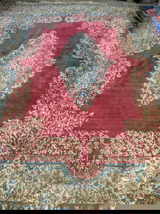 Hand Knotted Persian Kermen Rug 11.2" X 9ft: Title: Hand Knotted Persian Kermen Rug 11.2" X 9ft Description:Hand Knotted Persian Kermen Rug 12x9 ft Size: 12x8ft Circa:1980 Origin:Iran Material:100 % Wool Reserve: $350.00 Shipping: Domestic: Flat