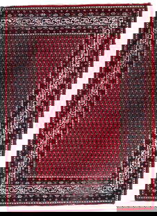 Handmade vintage Indian Seraband rug 5.7' x 7.8' (174cm x 240cm) 1970s: Title: Handmade vintage Indian Seraband rug 5.7' x 7.8' (174cm x 240cm) 1970s Origin:India Dimension: 5.7' x 7.8' (174cm x 240cm) Materials:wool Year:1970s Description:Handmade vintage Indian Seraband