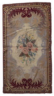 Handmade antique American Hooked rug 2.7' x 5' (84cm x 154cm) 1880s: Title: Handmade antique American Hooked rug 2.7' x 5' (84cm x 154cm) 1880s Origin:USA Dimension: 2.7' x 5' (84cm x 154cm) Materials:wool Year:1880s Description:Handmade antique American Hooked rug in