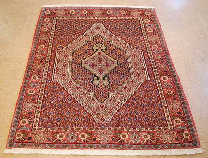 Persian BIJAR RUG 4x5.2: Title: Persian BIJAR RUG 4x5.2 Description:OLD,ANTIQUE HIGHLY DETAILED Persian BIJAR ORIENTAL RUG ......with exact size of 4' x 5' 2".......Beautifully Woven and fine design.......wonderful Herati or
