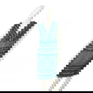 Tadashi Shoji Blue Knee Length Sleeveless Sequined Lace Dress w. Fringes size 10: Tadashi Shoji Blue Knee Length Sleeveless Sequined Lace Dress w. Fringes size 10 This magnificent dress by Tadashi Shoji has the perfect out of the ordinary attitude!! It is a knee length dress full o