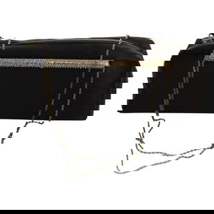 Gianni Versace Black Satin w. Crystals Chain Shoulder Bag Clutch Handbag Purse: Gianni Versace Black Satin w. Crystals Chain Shoulder Bag Clutch Handbag Purse Classic and really beautiful this Versace evening bag is such an elegant piece! This beauty features black satin fabric w