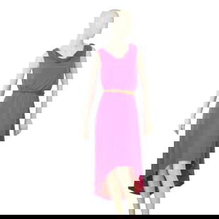 Calvin Klein Pink Fuchsia Sleeveless Asymmetric Belted Summer Dress size 2: Calvin Klein Pink Fuchsia Sleeveless Asymmetric Belted Summer Dress size 2 Adorable and sooooo girly Calvin Klein dress in a bright fuchsia color with orange inner lining! It is sleeveless with belt,