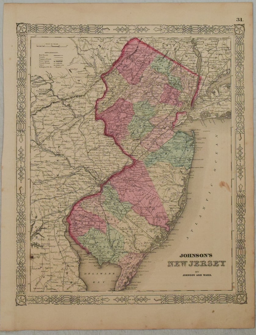 1863 Johnson Map of New Jersey -- Johnson's New Jersey (1 of 1)