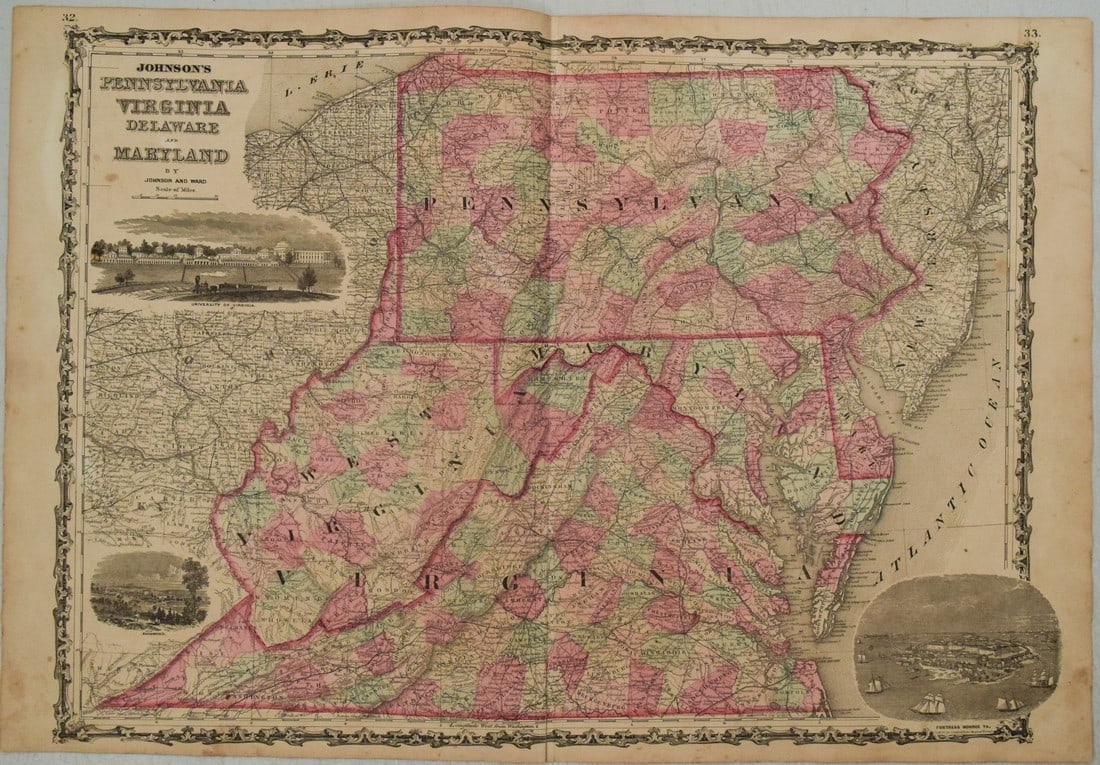 1863 Johnson's Pennsylvania, Virginia, Delaware, Maryland & West Virginia (1 of 1)