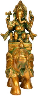 11" Lord Ganesha on An Elephant In Brass | Handmade | Made In India: Title: 11" Lord Ganesha on An Elephant In Brass | Handmade | Made In India Description: Brass Statue Height: 11 inch Width: 7.7 inch Depth: 4.7 inch Weight: 3.95 kg Reserve: $216.00 Shipping: Domestic
