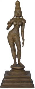 23" Standing Goddess Uma Brass Statue | Handmade Brass Idol: Title: 23" Standing Goddess Uma Brass Statue | Handmade Brass Idol Description: Brass Sculpture Height: 23.60 inch Width: 9.00 inch Depth: 7.70 inch Weight: 8.70 kg Additional Information: See It In Y