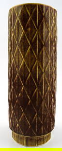 Art Pottery vase by GUNNAR NYLUND for Rörstrand. "Eterna".: Art Pottery vase by GUNNAR NYLUND for Rörstrand. "Eterna" with decoration in relief. Measures: 21 cm. In perfect condition. Reserve: $175.00 Shipping: Domestic: Shipping rates are determined by