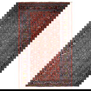 Red Antique Persian Bijar with Flower Design Wool Hand Knotted Rug: Title: Red Antique Persian Bijar with Flower Design Wool Hand Knotted Rug Description: This is a truly genuine one-of-a-kind. It has been Knotted for months and months in the centuries-old weaving cra
