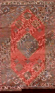 Vegetable Dye Antique Ghashghaei Persian Area Rug 5x8: Title: Vegetable Dye Antique Ghashghaei Persian Area Rug 5x8 Description:A Beautiful Genuine Iran ( Persia ) Ghashghaei rug is Hand Knotted by skillful weavers in Iran ( Persia ) with