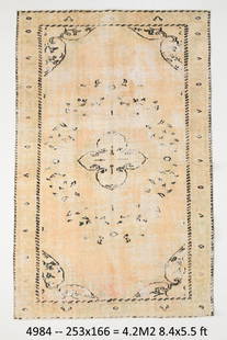 8'4'' x 5'5'' Handmade Vintage Wool Rug - 4984: Title: 8'4'' x 5'5'' Handmade Vintage Wool Rug - 4984 Description:Vintage Rug Handmade, handwoven with traditional technique. Low pile, soft rug. Rug Condition : Fully cleaned and ready to use Origin: