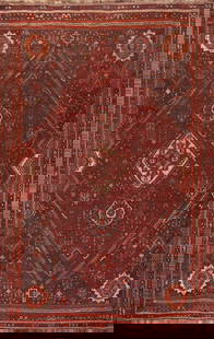 Vegetable Dye Antique Qashqai Persian Area Rug 7x11: Title: Vegetable Dye Antique Qashqai Persian Area Rug 7x11 Description:A Beautiful Genuine Iran ( Persia ) Qashqai rug is Hand Knotted by skillful weavers in Iran ( Persia ) with