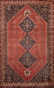 Vegetable Dye Antique Shiraz Persian Area Rug 7x10: Title: Vegetable Dye Antique Shiraz Persian Area Rug 7x10 Description:A Beautiful Genuine Iran ( Persia ) Shiraz rug is Hand Knotted by skillful weavers in Iran ( Persia ) with