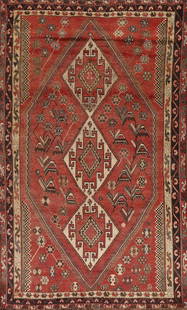 Vegetable Dye Antique Ghashghaei Persian Area Rug 5x8: Title: Vegetable Dye Antique Ghashghaei Persian Area Rug 5x8 Description:A Beautiful Genuine Iran ( Persia ) Ghashghaei rug is Hand Knotted by skillful weavers in Iran ( Persia ) with