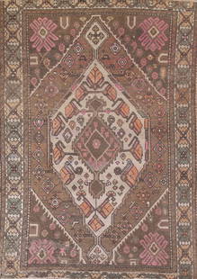 Antique Wool Bakhtiari Persian Area Rug 7x9: Title: Antique Wool Bakhtiari Persian Area Rug 7x9 Description:A Beautiful Genuine Iran ( Persia ) Bakhtiari rug is Hand Knotted by skillful weavers in Iran ( Persia ) with