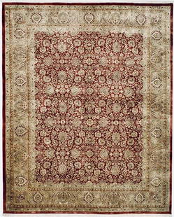 Hand Knotted Indo-Tabriz Red Wool Oriental Rug 8'10" x 11'10": Title:Hand Knotted Indo-Tabriz Red Wool Oriental Rug 8'10" x 11'10" Description:&#8226; Rug Number: 43371 &#8226; Country of Origin: India &#8226; Style, Design: Persian Tabriz, All-Over, Traditional