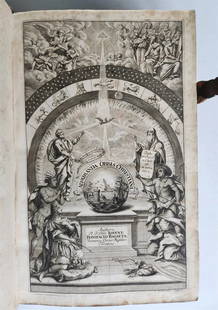 1695 WONDERS of CHRISTIAN WORLD antique PIGSKIN FOLIO ADMIRANDA ORBIS CHRISTIANI: Bagatta J.B. Admiranda orbis christiani, quae ad Christi fidem firmandam, Christianam pietatem fovendam, obstinatamque perfidiam destruendam "En to makro kai to mikro kosmo" hoc est "in magno inque pa