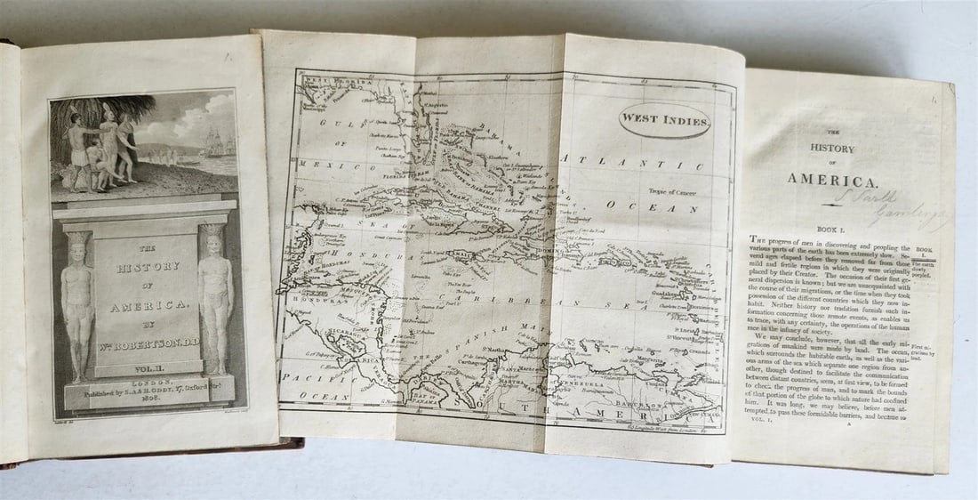 1808 HISTORY of AMERICA by ROBERTSON 2 VOLUMES antique ILLUSTRATED w/ MAPS (1 of 10)