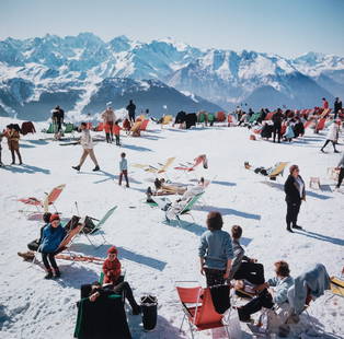 Slim Aarons - Verbier Vacation: Description: Slim Aarons (b. 1970): Verbier Vacation Photographic Print Date: 1964 Material: Glossy Art Paper Dimensions: 28x28" Additional Information: Possible Reproduction/Printed Later Reserve: $6