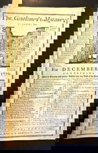 1779 Magazine Revolutionary War News: The December 1779 issue of Gentleman's Magazine printed at London, 48 pages and one folding engraving of Sugar Cane. Revolutionary war news at end including taking of Fort Stanwix also naval actions a
