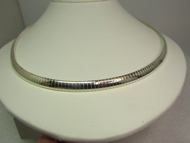 Vintage Silver Tone Omega Necklace, 20", 1980's-1990's