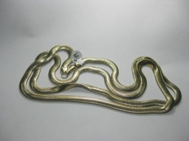 Vintage Gold Tone Serpentine Necklace, 34", 6mm