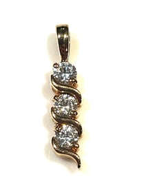 Estate Sterling Silver Gold Plated Three CZ Stone Pendant