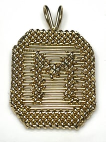 Vintage 14k Gold Hand Made Wire Initial M Retro Pendant
