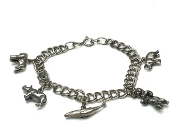 Vintage Sterling Silver Animal Themed Charm Bracelet