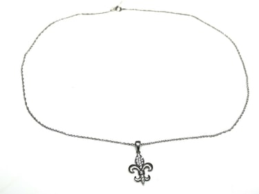Estate Sterling Silver Fleur de Lis Necklace