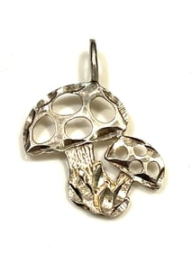Vintage Sterling Silver Diamond Cut Mushroom Toadstool Pendant