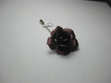Vintage Deep Rose Blossom Stick Pin, 3", Gold tone