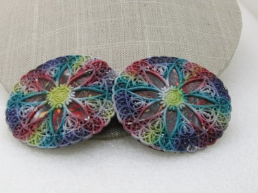 Vintage Multi-Colored Plastic Buckle Set, 1930's-1940's, 2.5" and 1-7/8" belt width