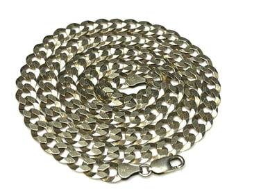 Estate Sterling Silver Gold Plated Italian Cuban Necklace