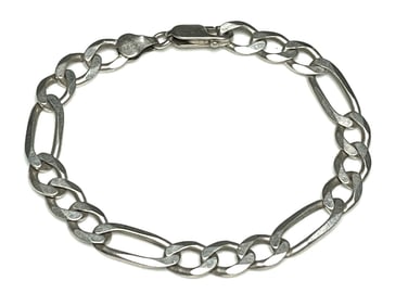 Estate Sterling Silver Flat Figaro Bracelet
