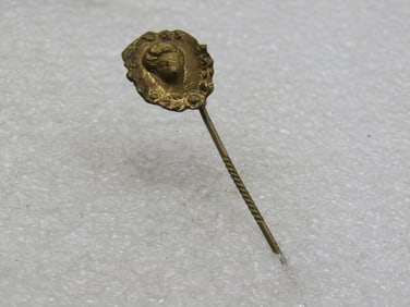 Art Nouveau Repousse Woman Stick Pin, 2.25" long.