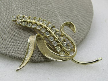 Vintage Rhinestone Corn Brooch, Sarah Coventry, 3.75"