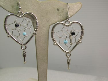 Vintage Heart Dreamcatcher Earrings