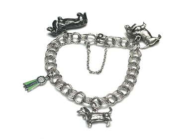 Vintage Sterling Silver Champion Dog Theme Charm Bracelet