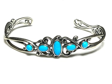 Estate Carolyn Pollack Sleeping Beauty Turquoise Sterling Silver Cuff Bracelet